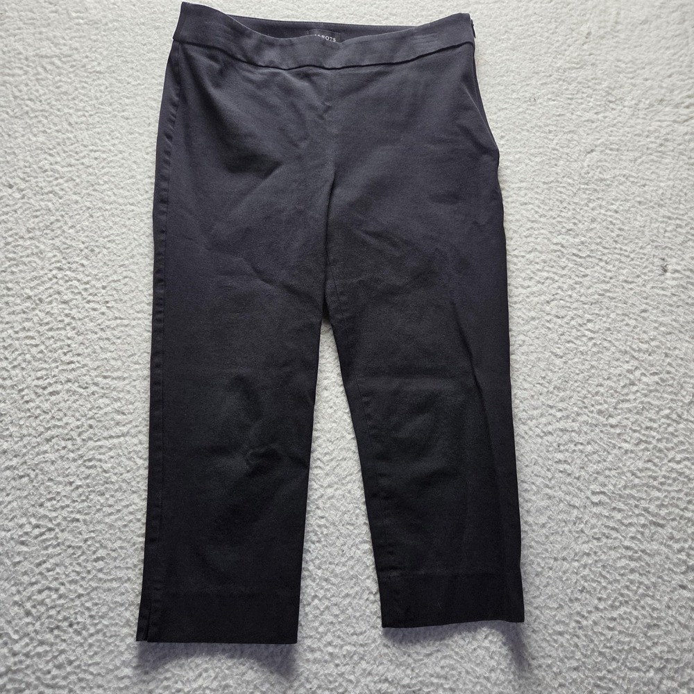 Talbots Pants Womens 6P Black Twill Chatham Crop Straight Stretch Pockets Casual